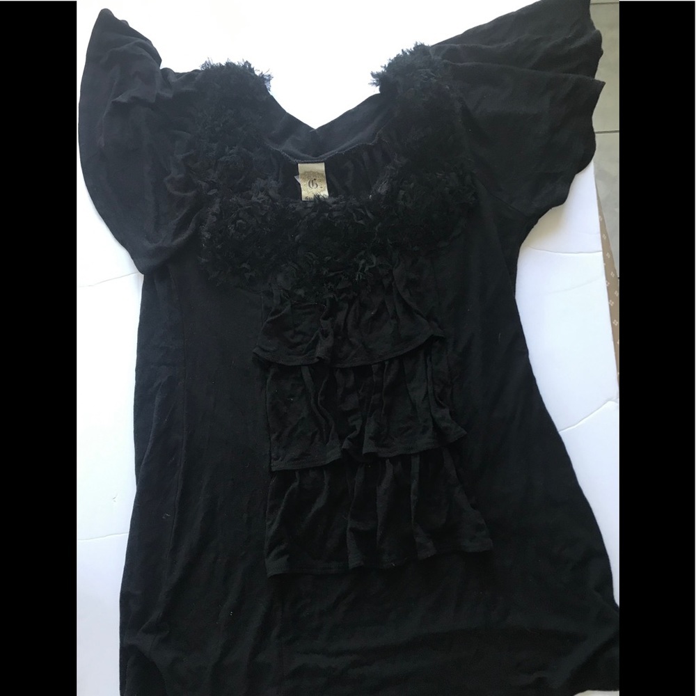 GingerG Ruffles Roses Flowy Flowers Sleeves Top Tee T-Shirt M